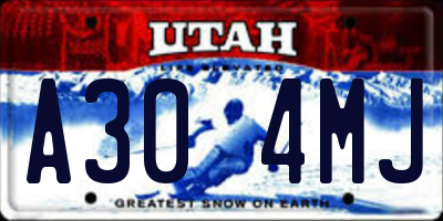 UT license plate A304MJ