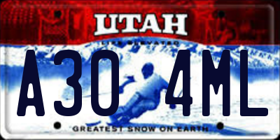UT license plate A304ML