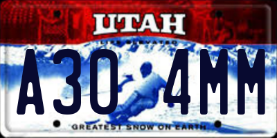 UT license plate A304MM