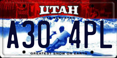 UT license plate A304PL