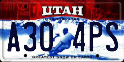 UT license plate A304PS