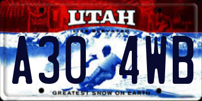 UT license plate A304WB