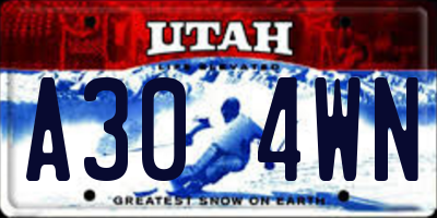 UT license plate A304WN