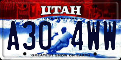 UT license plate A304WW