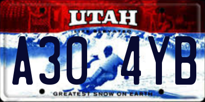 UT license plate A304YB