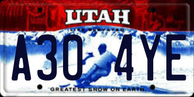 UT license plate A304YE