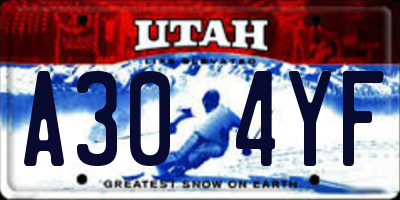 UT license plate A304YF