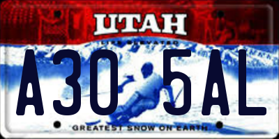 UT license plate A305AL