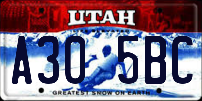 UT license plate A305BC