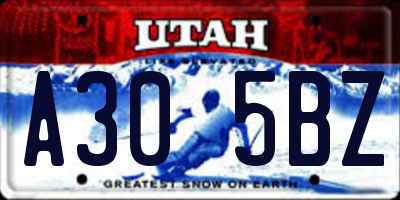 UT license plate A305BZ