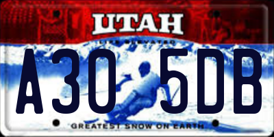 UT license plate A305DB
