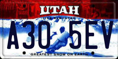 UT license plate A305EV