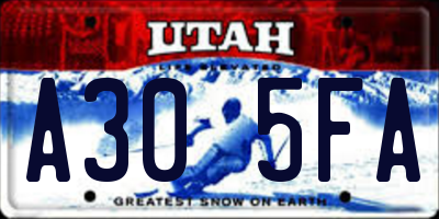 UT license plate A305FA