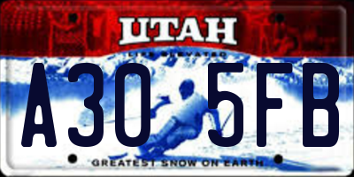 UT license plate A305FB