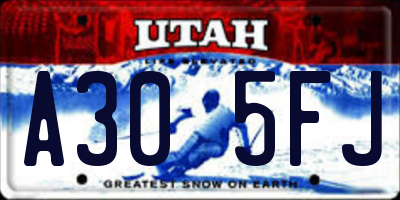 UT license plate A305FJ