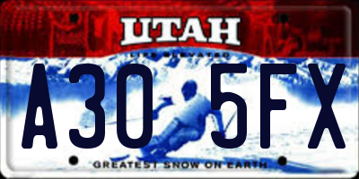 UT license plate A305FX