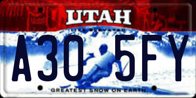 UT license plate A305FY