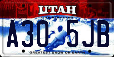 UT license plate A305JB
