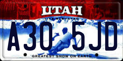 UT license plate A305JD