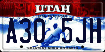 UT license plate A305JH