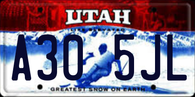 UT license plate A305JL