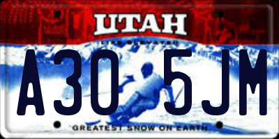 UT license plate A305JM