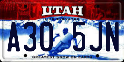 UT license plate A305JN