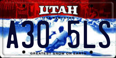 UT license plate A305LS