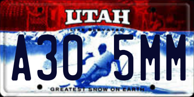 UT license plate A305MM