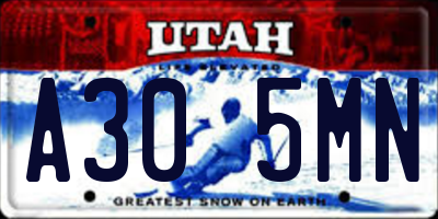 UT license plate A305MN
