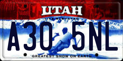 UT license plate A305NL