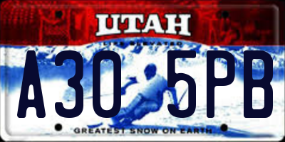 UT license plate A305PB