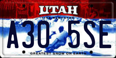 UT license plate A305SE