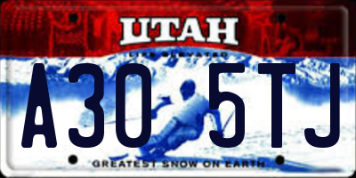 UT license plate A305TJ