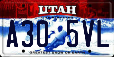 UT license plate A305VL