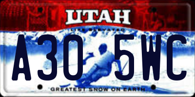 UT license plate A305WC