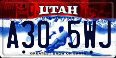 UT license plate A305WJ