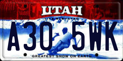 UT license plate A305WK