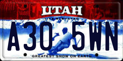 UT license plate A305WN