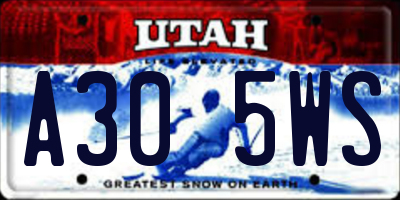 UT license plate A305WS