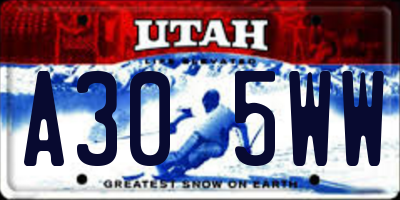 UT license plate A305WW