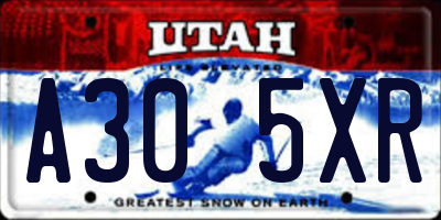 UT license plate A305XR