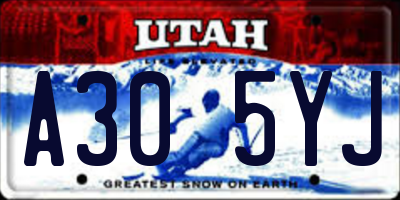 UT license plate A305YJ
