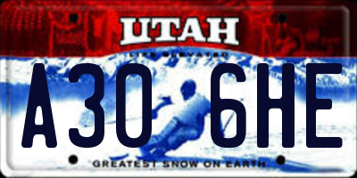 UT license plate A306HE
