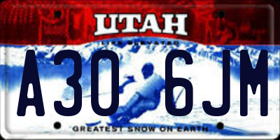 UT license plate A306JM