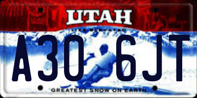 UT license plate A306JT