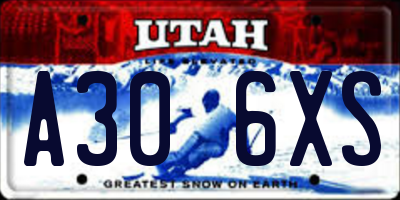 UT license plate A306XS