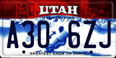 UT license plate A306ZJ