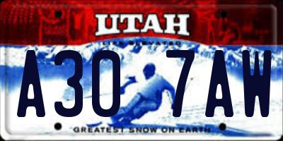 UT license plate A307AW