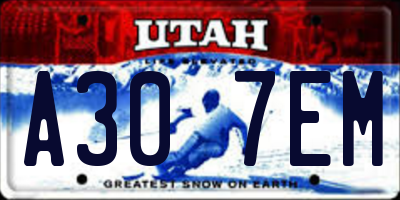 UT license plate A307EM
